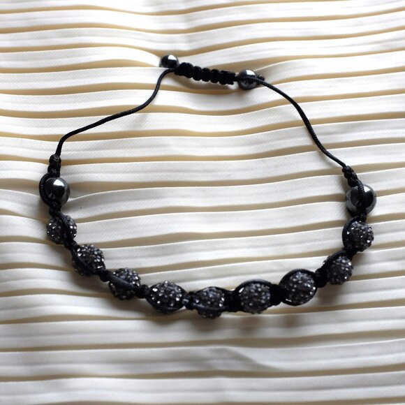COPY - Black Crystal Hematite Shamballa Style bracelet - Picture 1 of 1